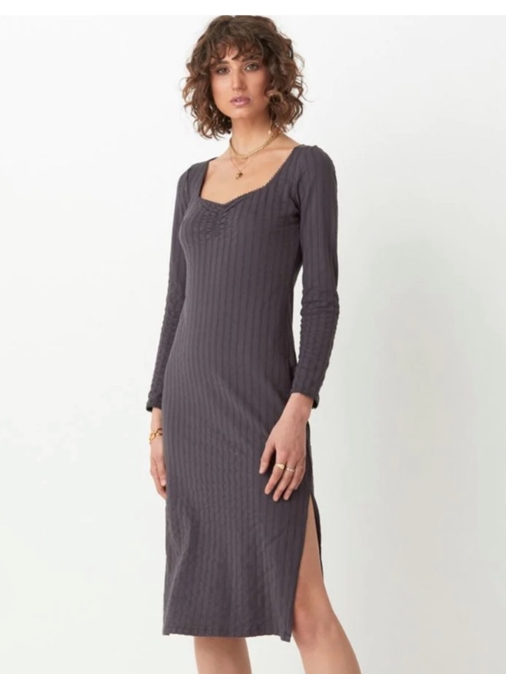Spell & The Gypsy Bonnie Midi Dress Gray stretchy Size XS